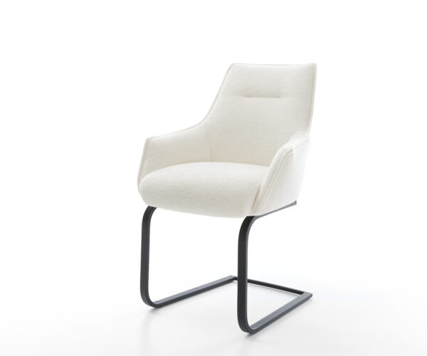 Konzolová jedálenská stolička Alja-Flex s opierkami bouclé mäkký béžová konzolová jedálenská stolička plochá čierna vrecková pružina