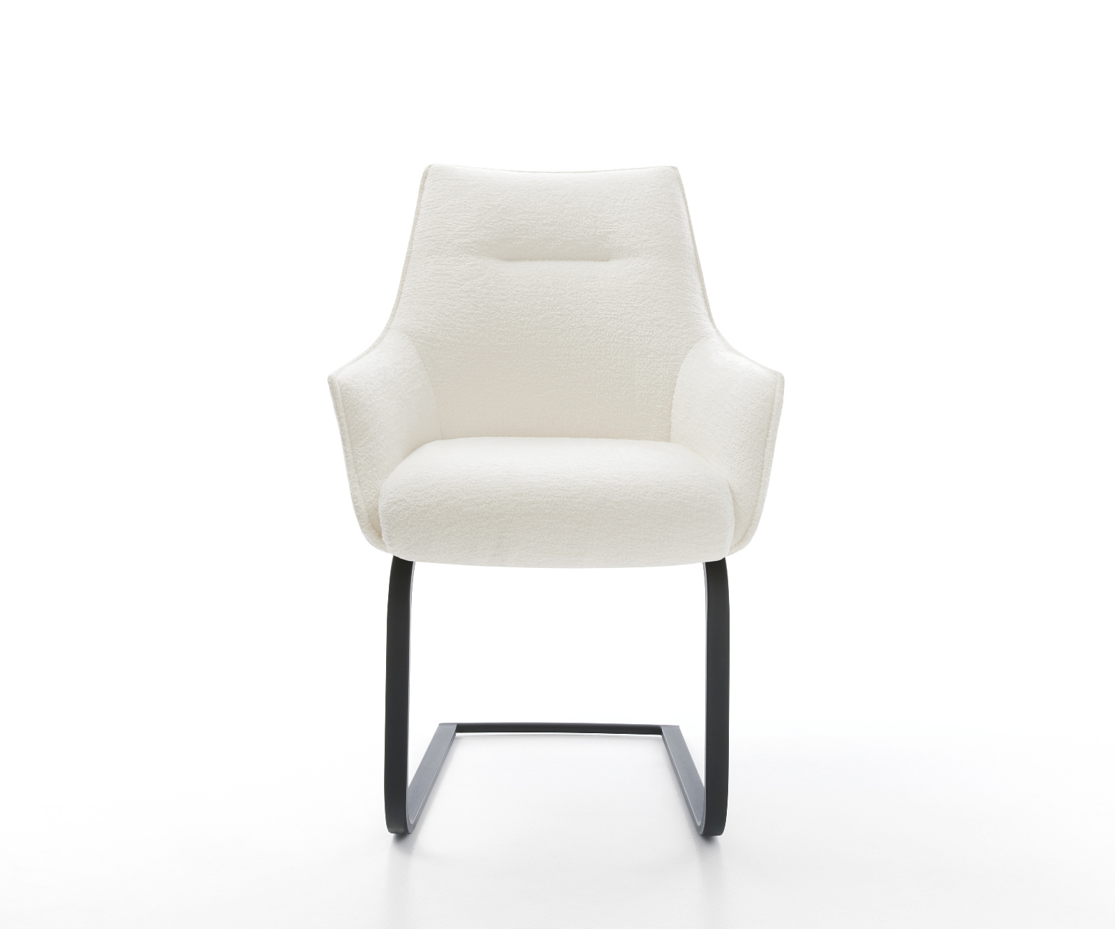 Konzolová jedálenská stolička Alja-Flex s opierkami bouclé mäkký béžová konzolová jedálenská stolička plochá čierna vrecková pružina - Image 2