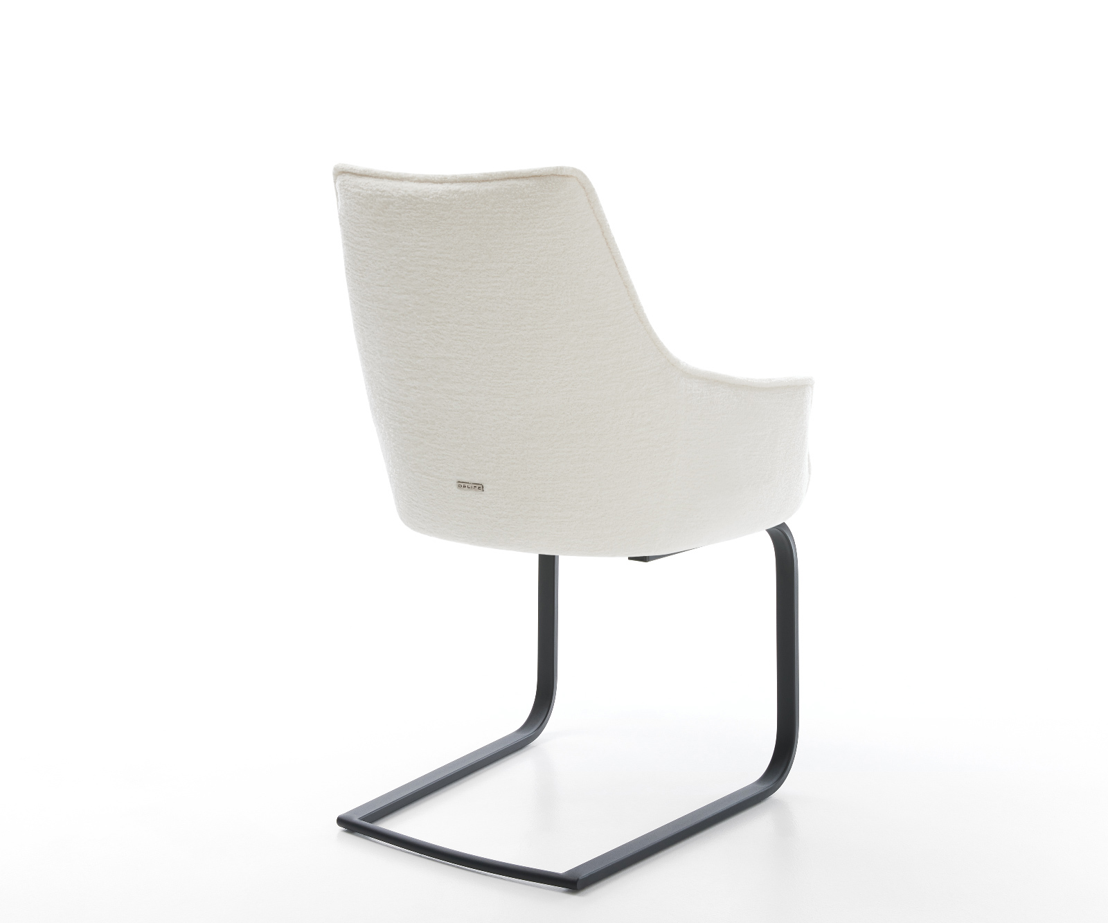 Konzolová jedálenská stolička Alja-Flex s opierkami bouclé mäkký béžová konzolová jedálenská stolička plochá čierna vrecková pružina - Image 5