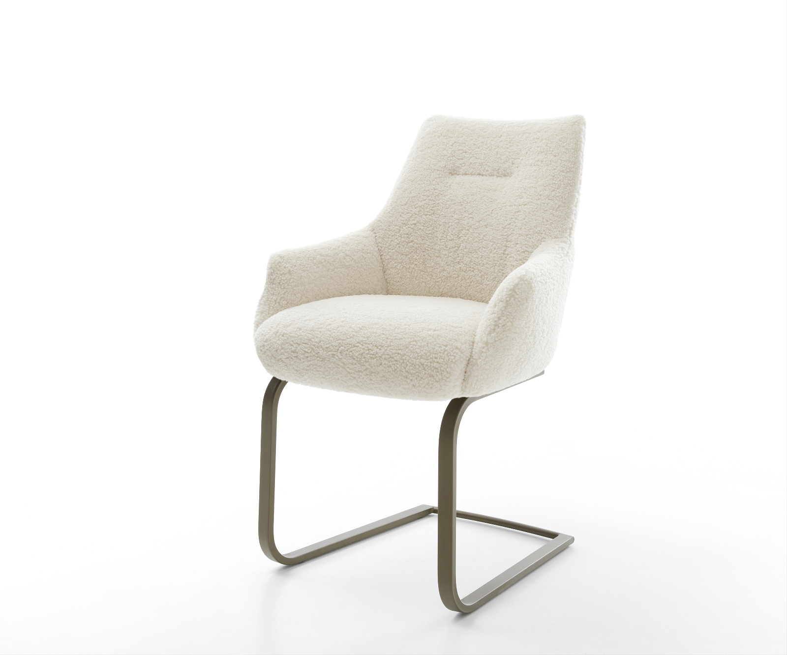 Konzolová jedálenská stolička Alja-Flex s opierkami teddy látka béžová plochý efektový povrch titán vrecková pružina