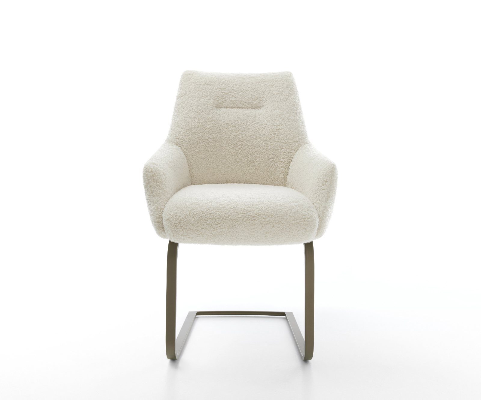 Konzolová jedálenská stolička Alja-Flex s opierkami teddy látka béžová plochý efektový povrch titán vrecková pružina - Image 2