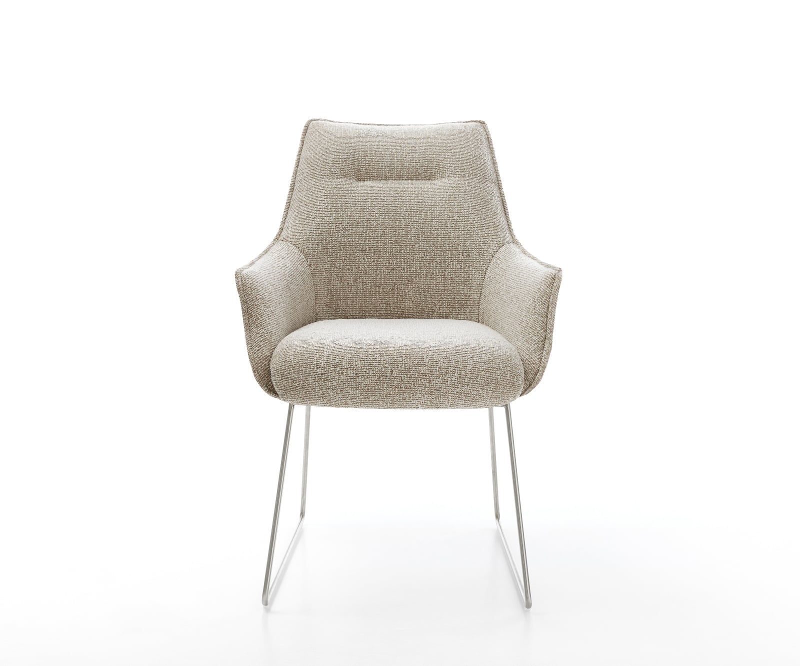 Jedálenská stolička Alja-Flex s opierkami tkanina mäkký béžová tenká podstava nerezová oceľ vrecková pružina - Image 2
