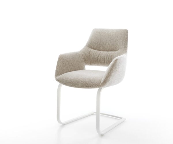 Konzolová podstava Yago-Flex s opierkami tkanina mäkký béžová konzolová podstava plochý biela vrecková pružina