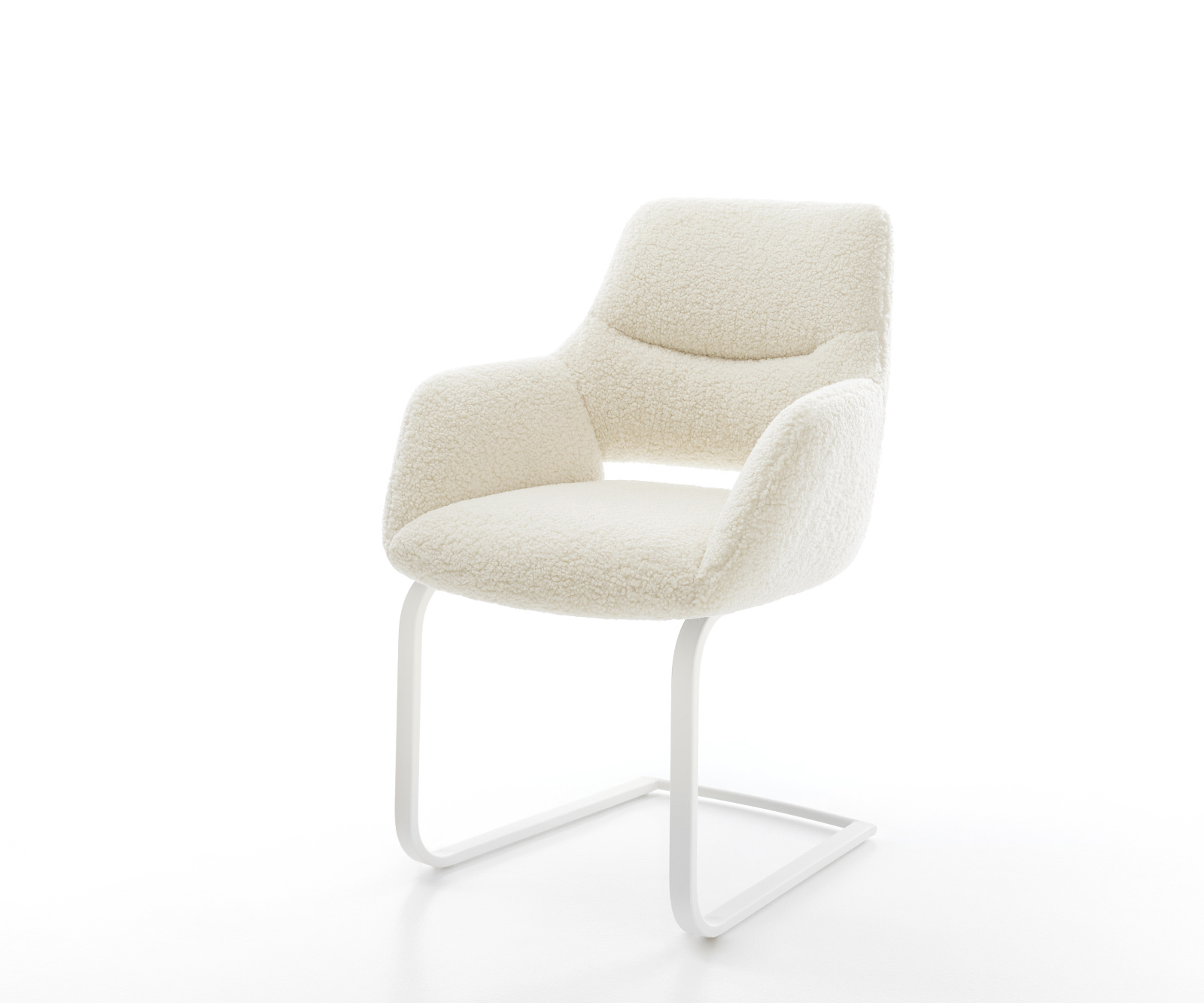 Konzolová jedálenská stolička Yago-Flex s opierkami teddy látka béžová konzolová jedálenská stolička plochá biela vrecková pružina