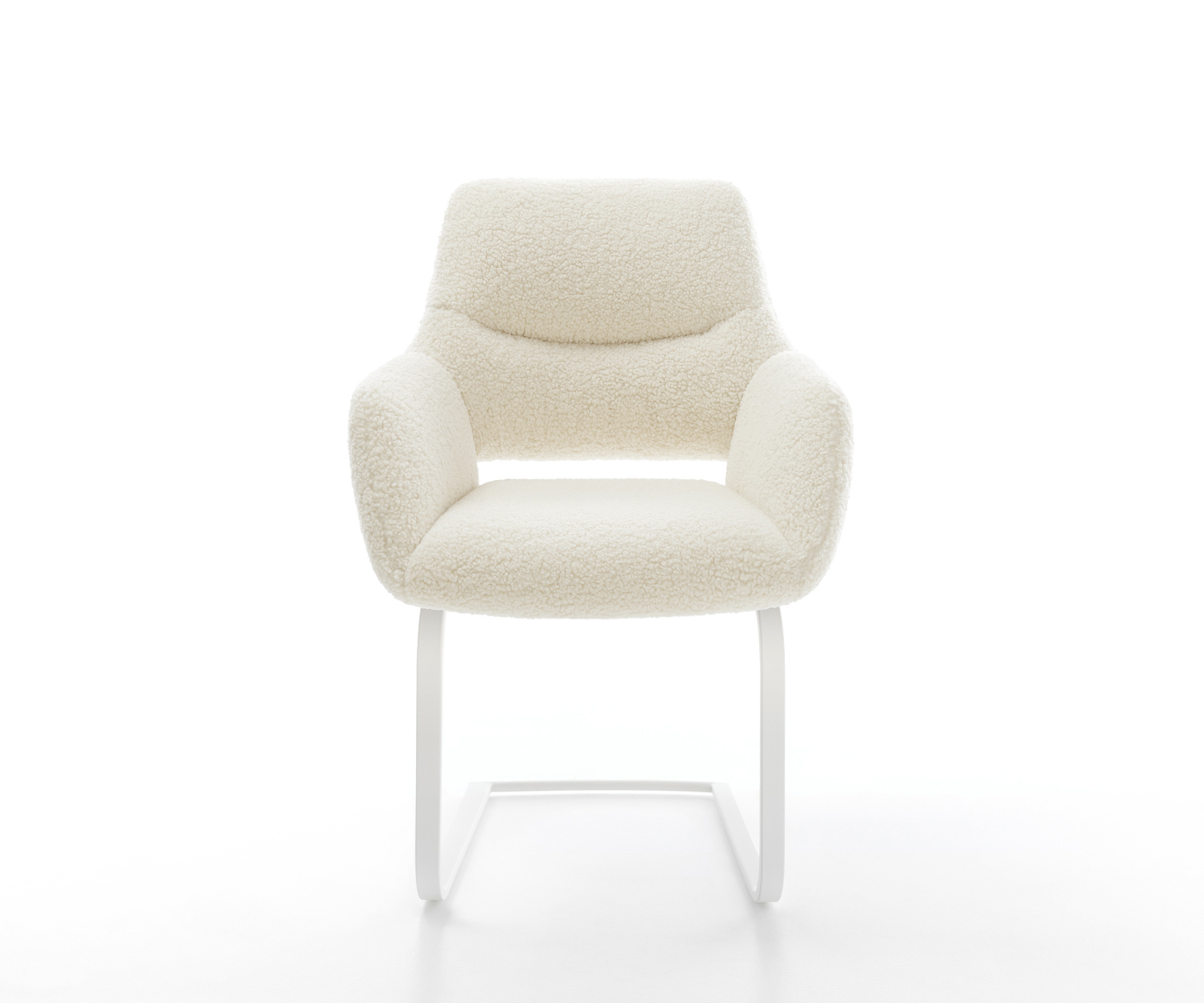 Konzolová jedálenská stolička Yago-Flex s opierkami teddy látka béžová konzolová jedálenská stolička plochá biela vrecková pružina - Image 2