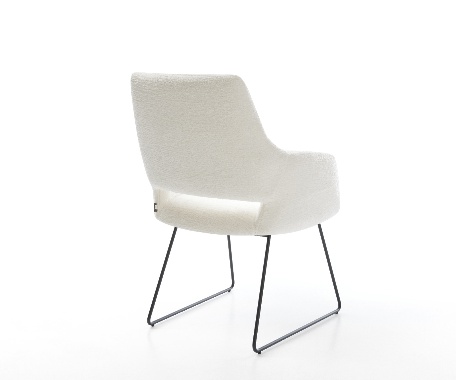 Jedálenská stolička Yago-Flex s opierkami bouclé mäkký béžová tenká podstava čierna vrecková pružina - Image 5