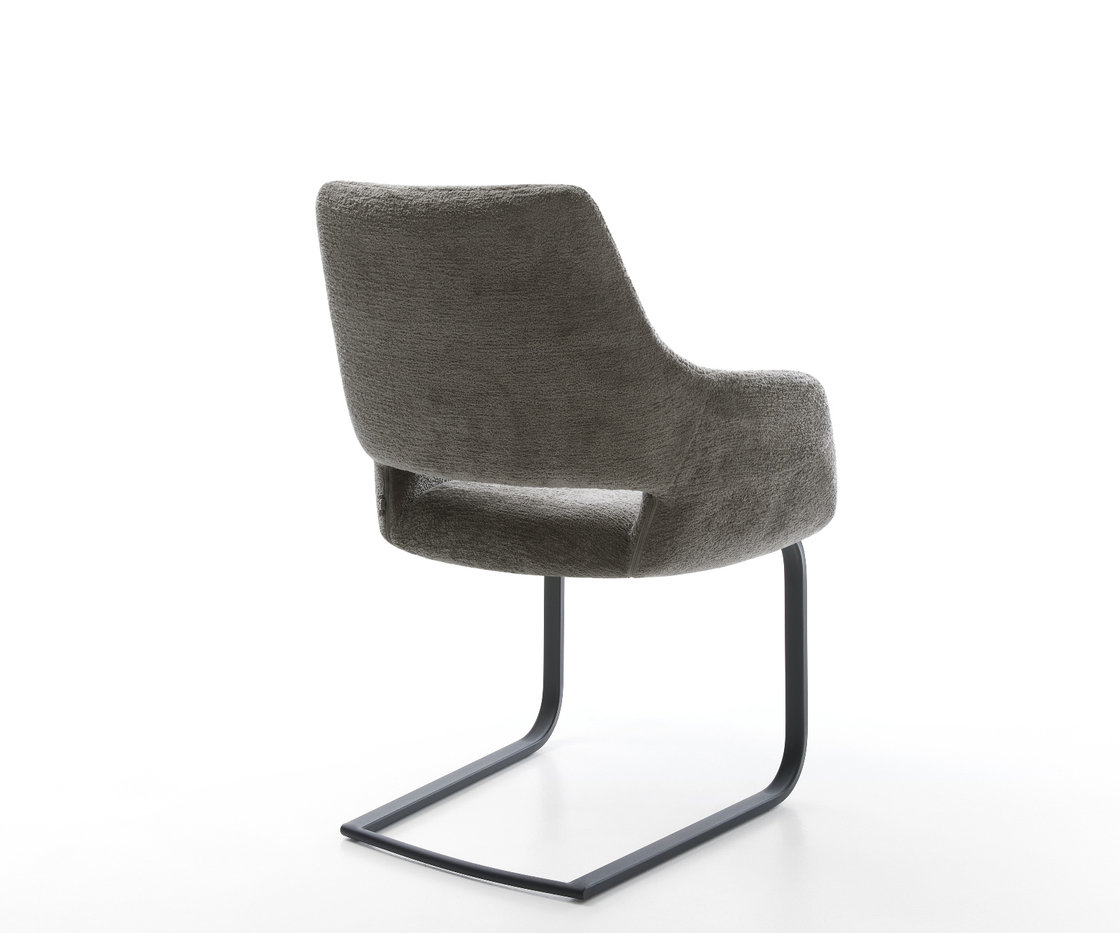 Jedálenská stolička Yago-Flex s opierkami bouclé mäkký tmavobéžová konzolová podstava plochá čierna vrecková pružina - Image 5