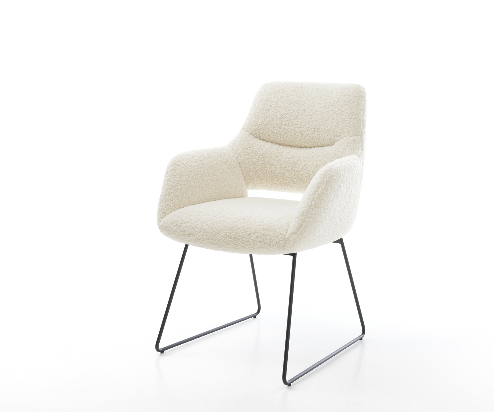 Jedálenská stolička Yago-Flex s opierkami teddy látka béžová tenká podstava čierna vrecková pružina