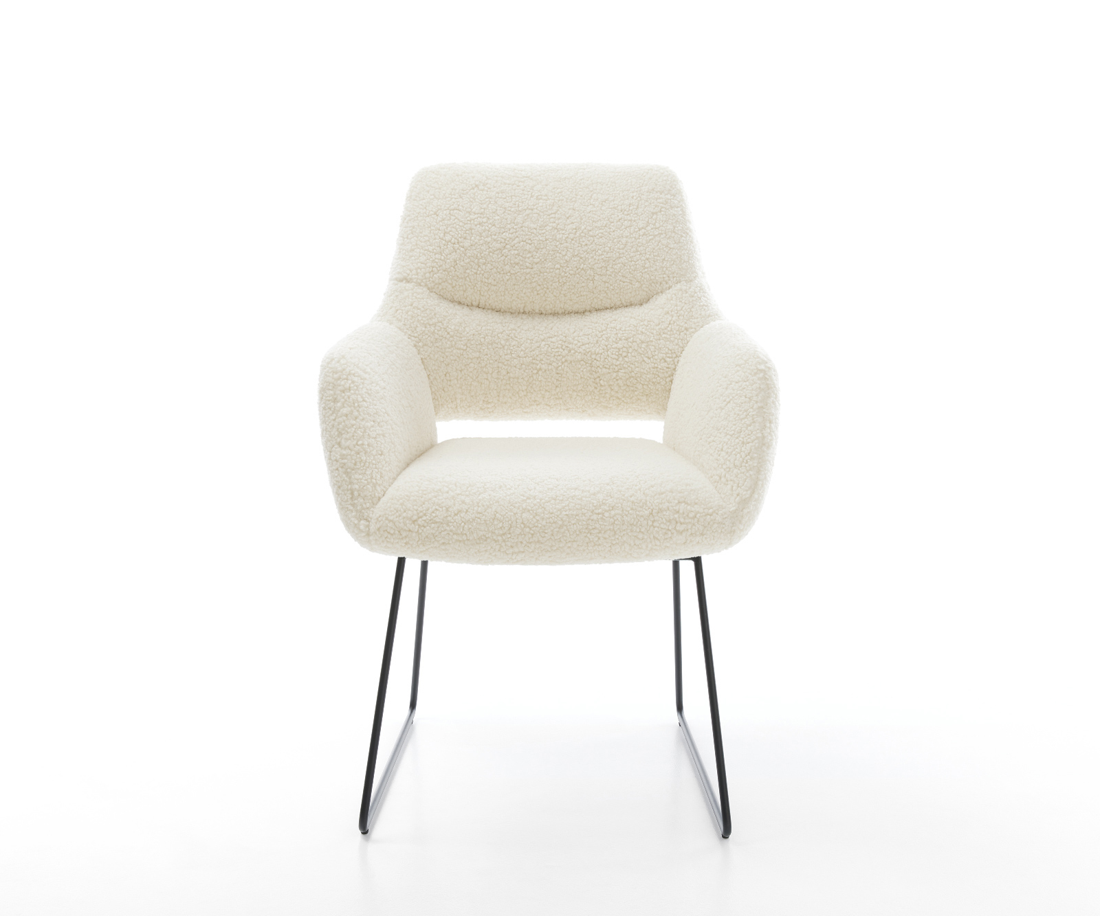 Jedálenská stolička Yago-Flex s opierkami teddy látka béžová tenká podstava čierna vrecková pružina - Image 2