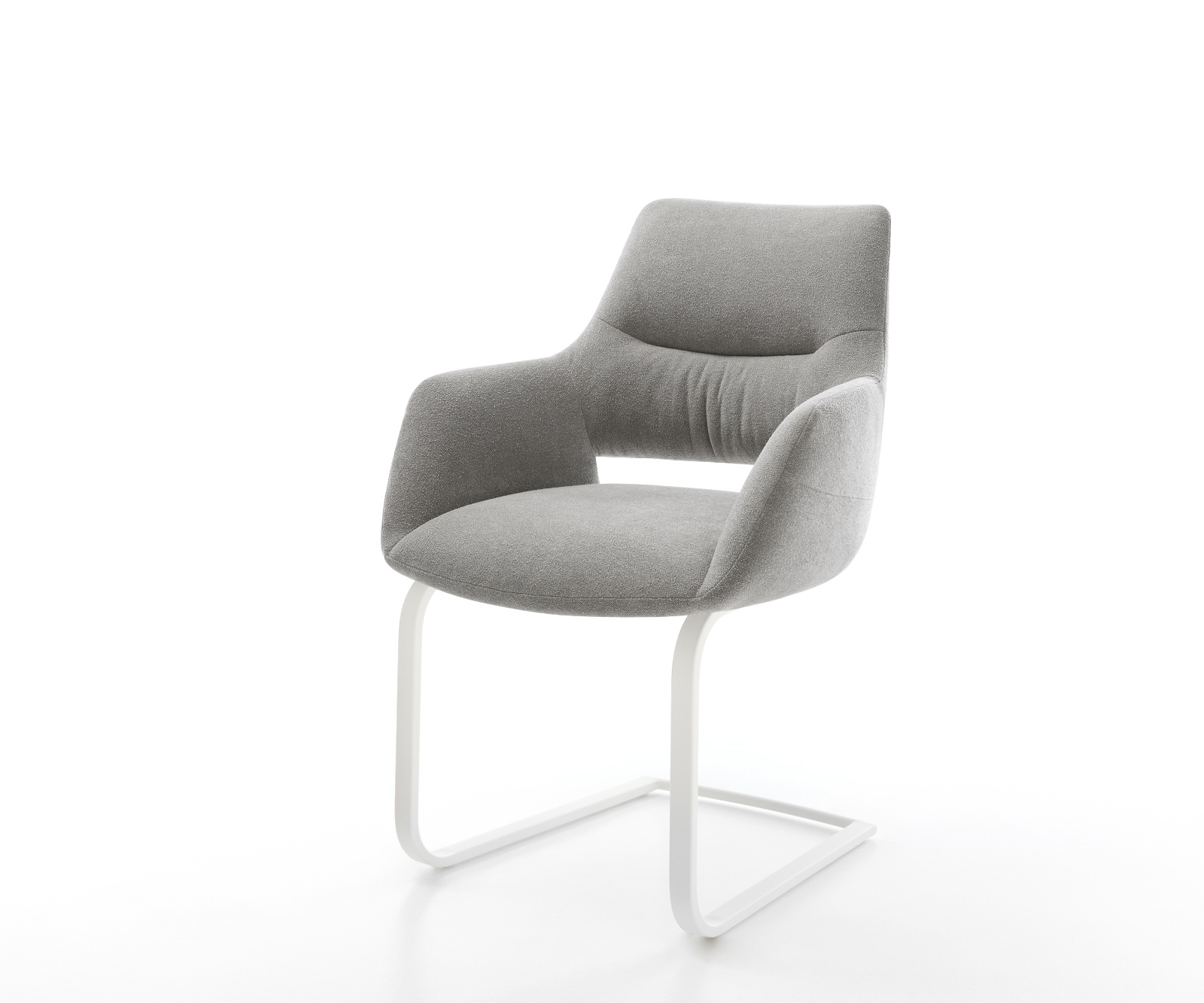 Konzolová podstava Yago-Flex s opierkami texturovaná látka mäkký sivá konzolová podstava plochý biela vrecková pružina