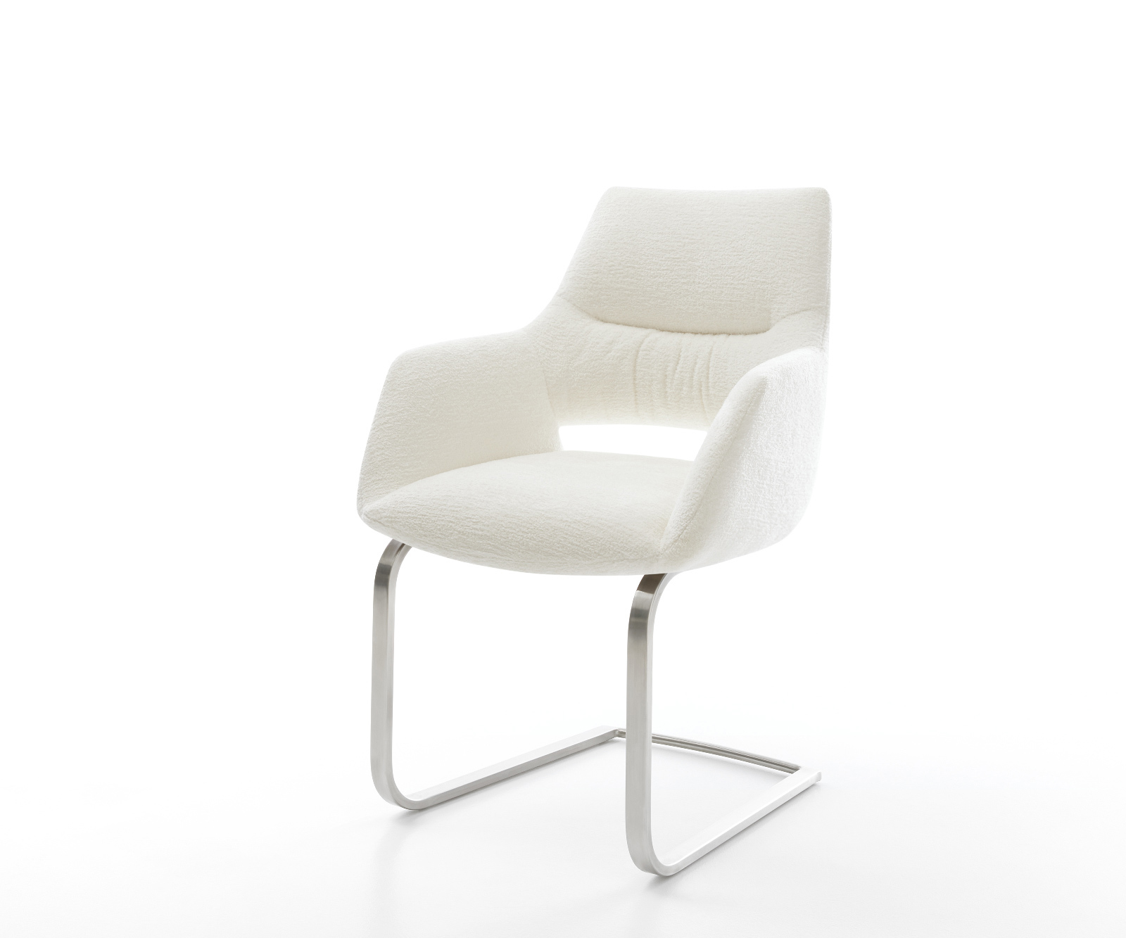 Jedálenská stolička Yago-Flex s opierkami bouclé mäkký béžová jedálenská stolička plochý nerezová oceľ vrecková pružina