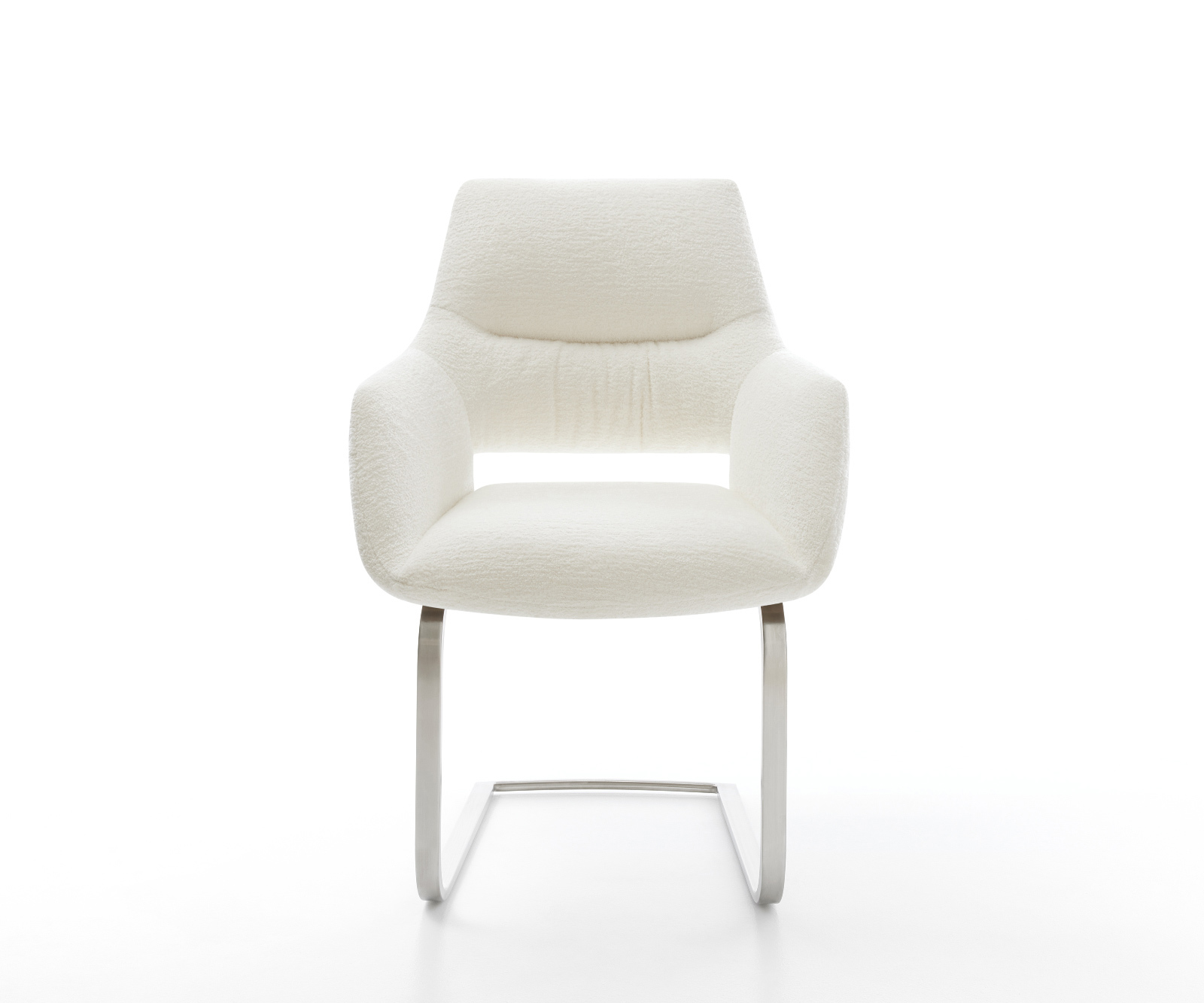 Jedálenská stolička Yago-Flex s opierkami bouclé mäkký béžová jedálenská stolička plochý nerezová oceľ vrecková pružina - Image 2