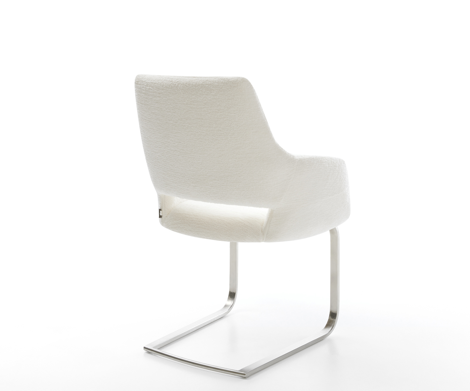 Jedálenská stolička Yago-Flex s opierkami bouclé mäkký béžová jedálenská stolička plochý nerezová oceľ vrecková pružina - Image 5