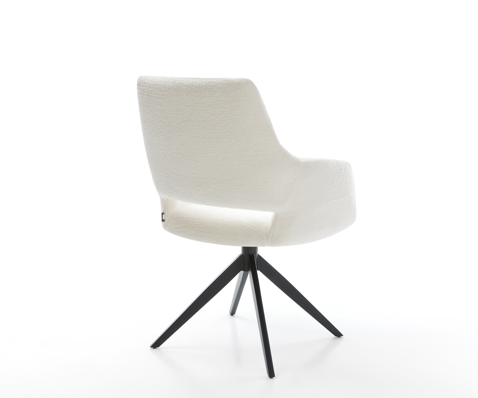 Jedálenská stolička Yago-Flex s opierkami bouclé mäkký béžová krížová podstava široká čierna 360° otočný hojdacia funkcia vrecková pružina - Image 5