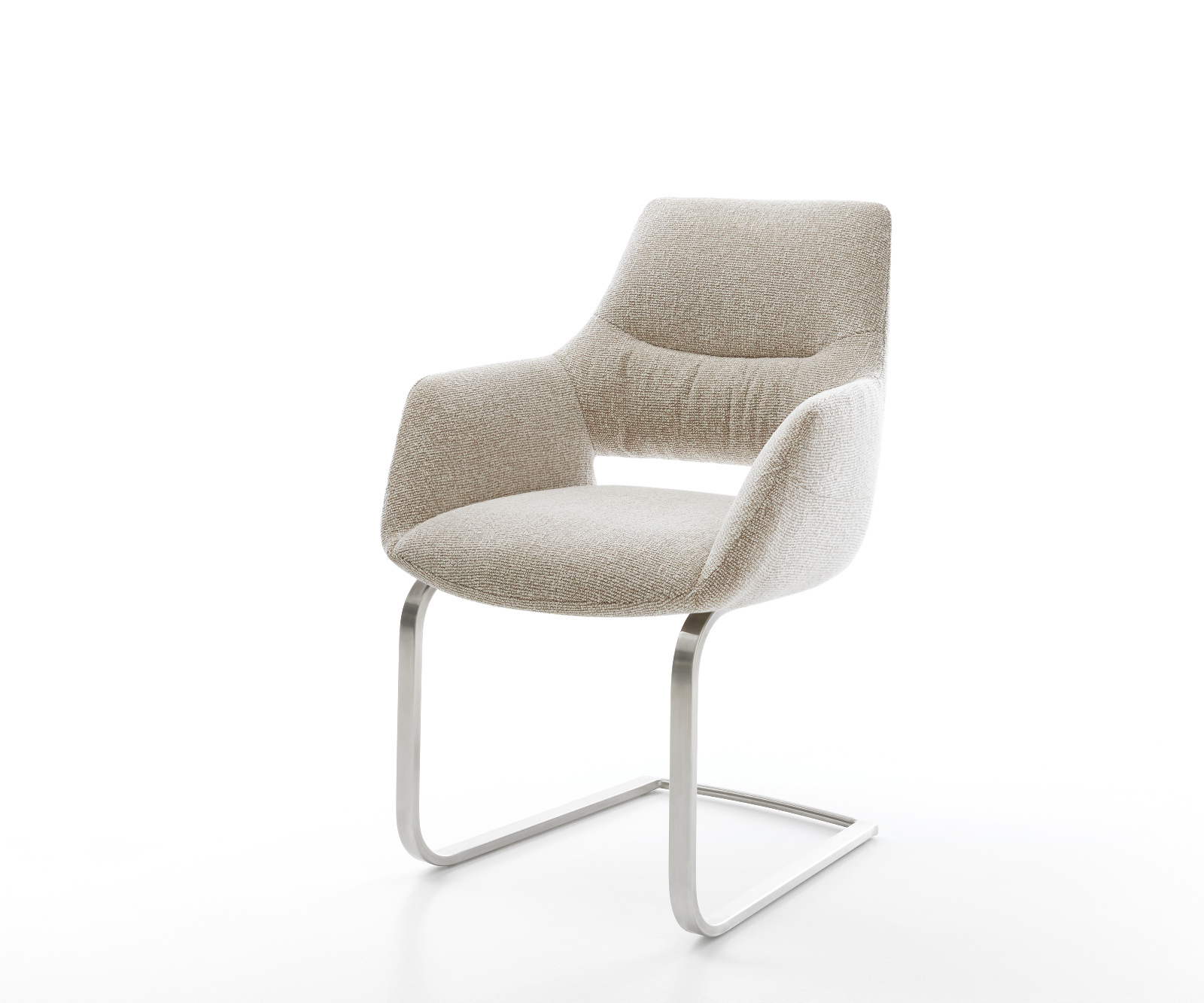 Konzolová podstava Yago-Flex s opierkami tkanina mäkký béžová konzolová podstava plochý nerezová oceľ vrecková pružina