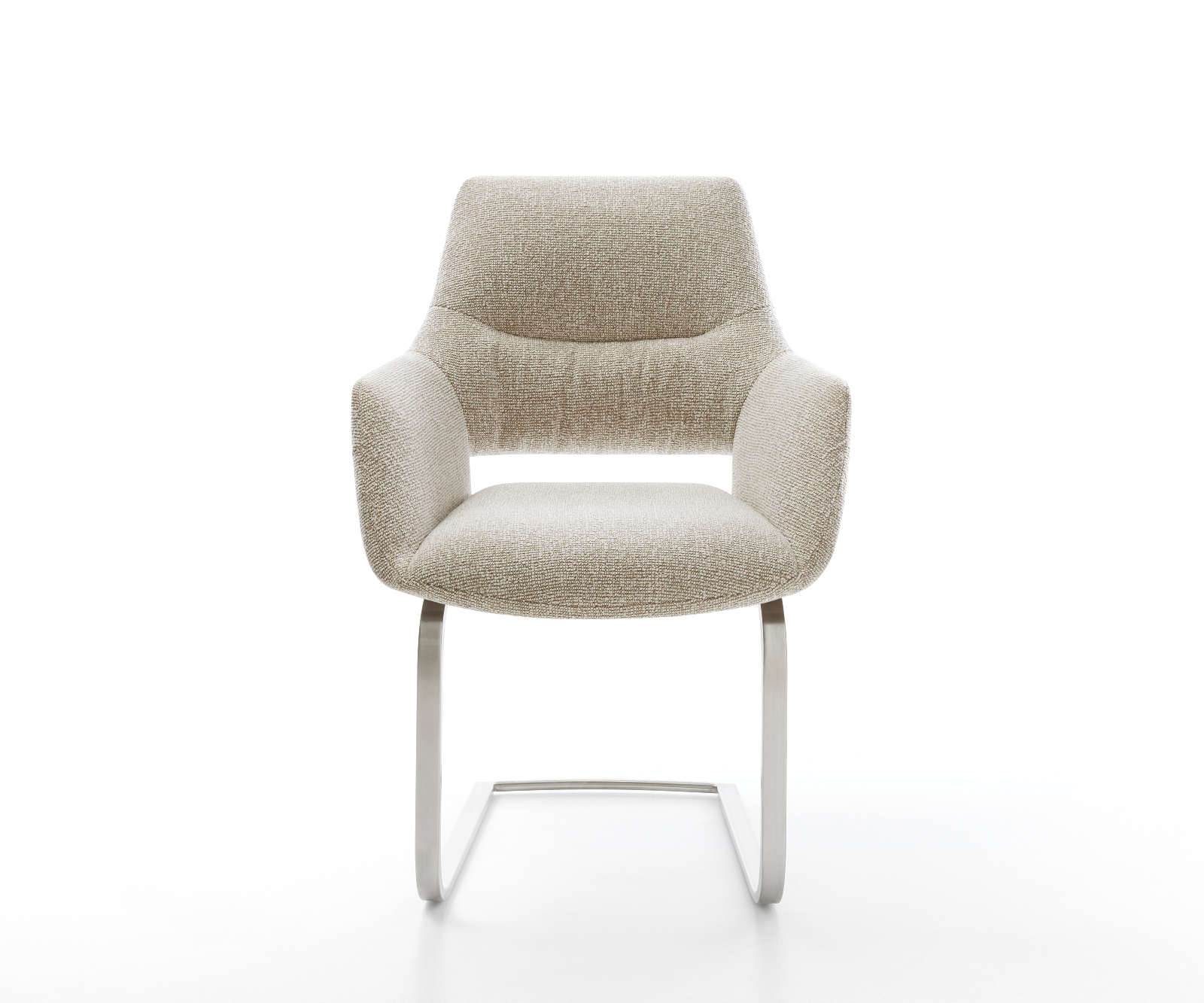 Konzolová podstava Yago-Flex s opierkami tkanina mäkký béžová konzolová podstava plochý nerezová oceľ vrecková pružina - Image 2