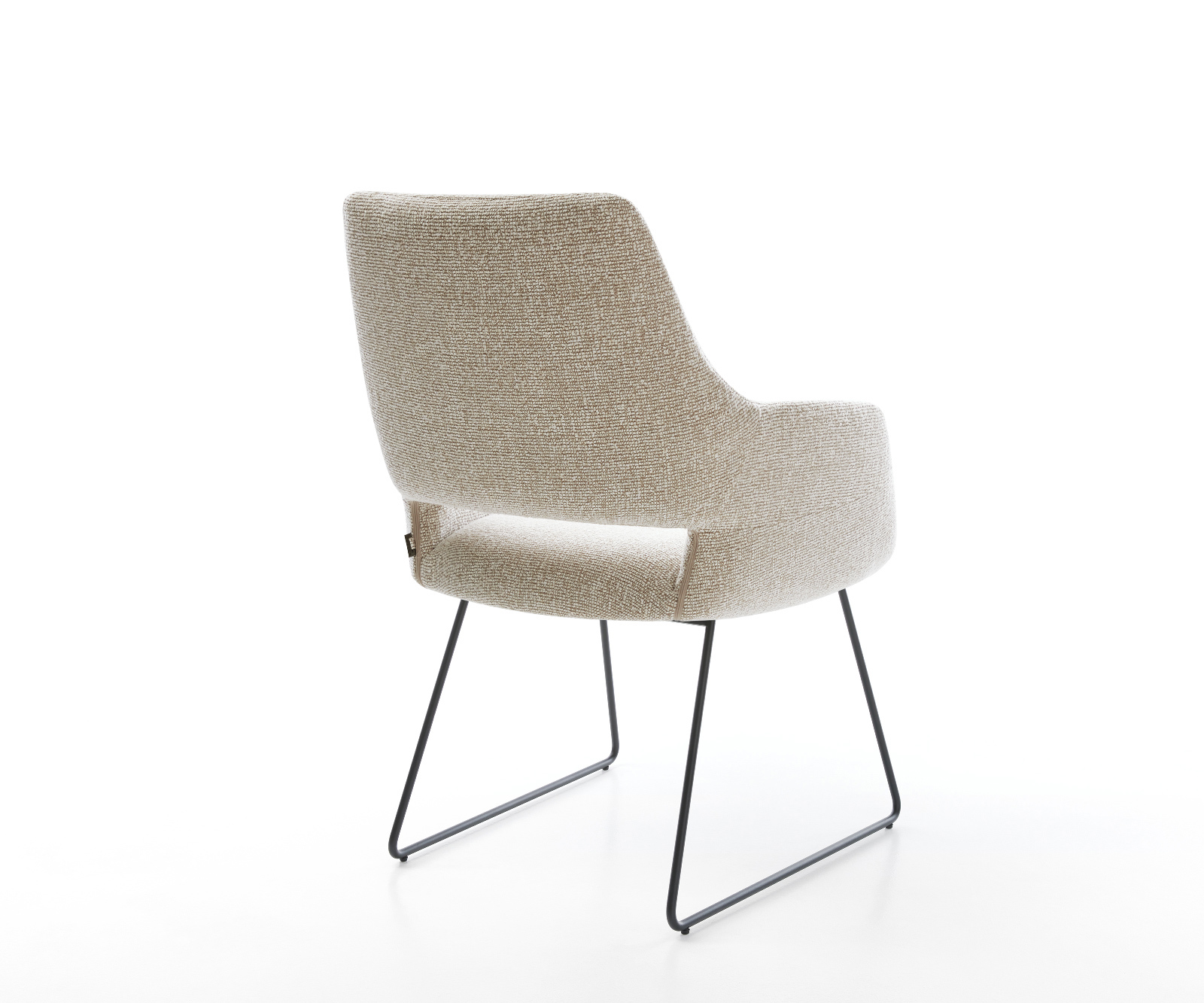 Jedálenská stolička Yago-Flex s opierkami tkanina mäkká béžová tenká podstava čierna vrecková pružina - Image 5