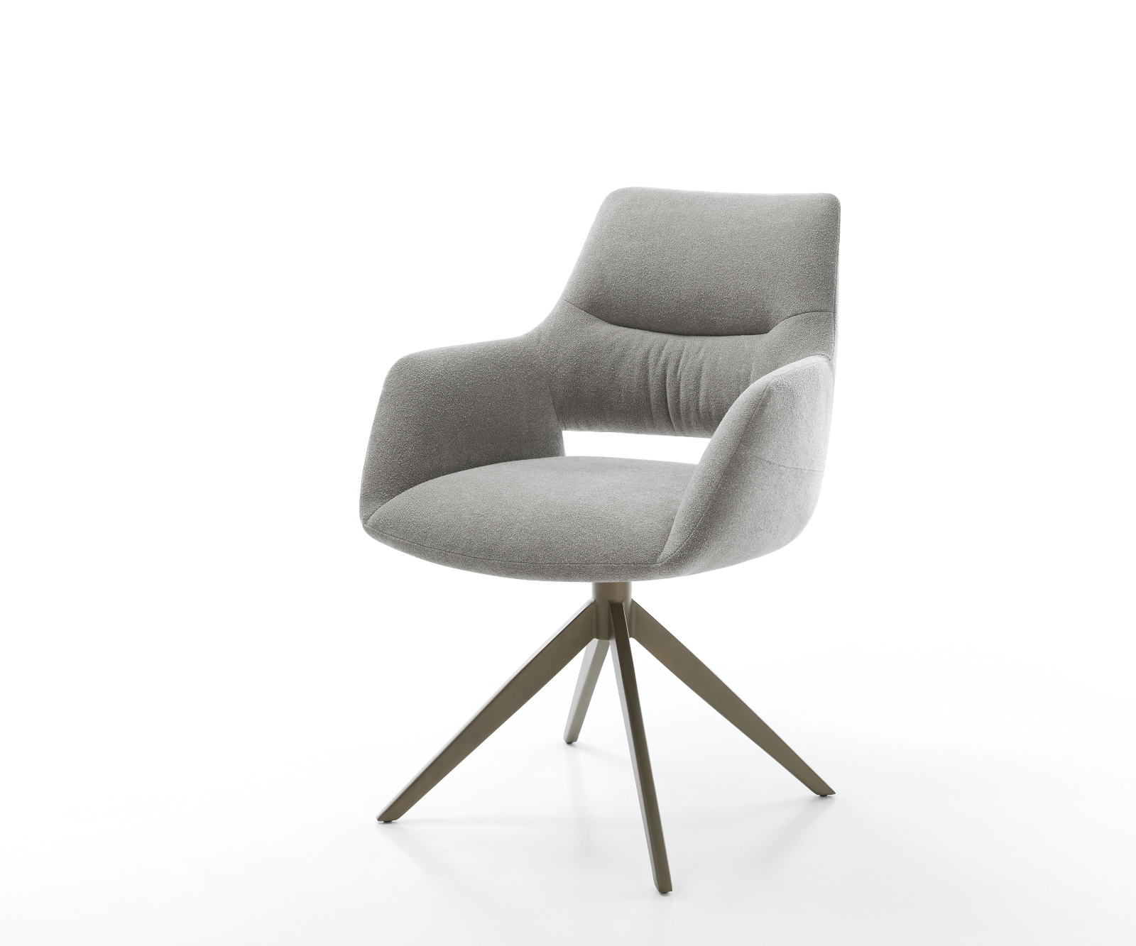 Jedálenská stolička Yago-Flex s opierkami texturovaná látka mäkká sivá krížová podstava široká titánová farba 360° otočný hojdacia funkcia vrecková pružina