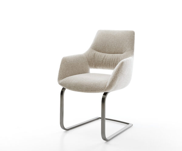 Jedálenská stolička Yago-Flex s opierkami tkanina mäkký béžová jedálenská stolička plochý grafit vrecková pružina