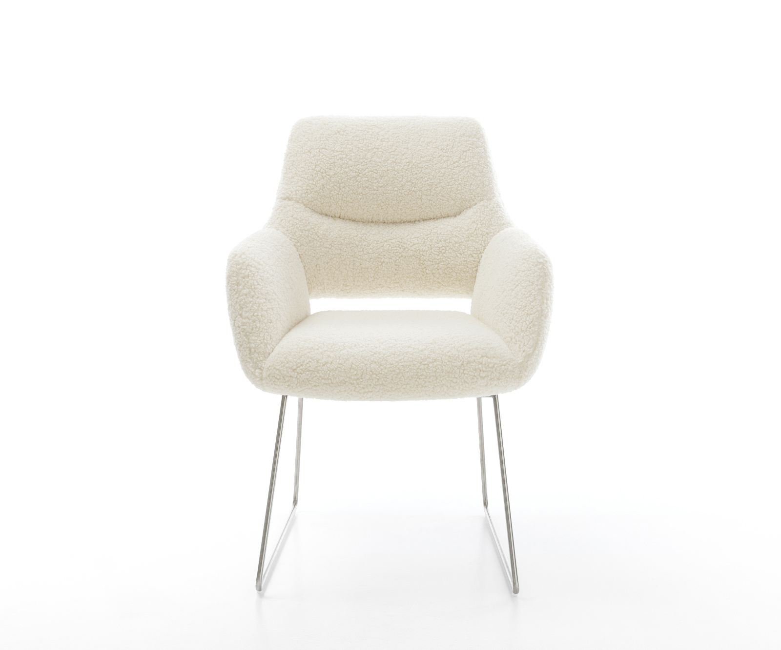 Jedálenská stolička Yago-Flex s opierkami teddy látka béžová tenká podstava nerezová oceľ vrecková pružina - Image 2