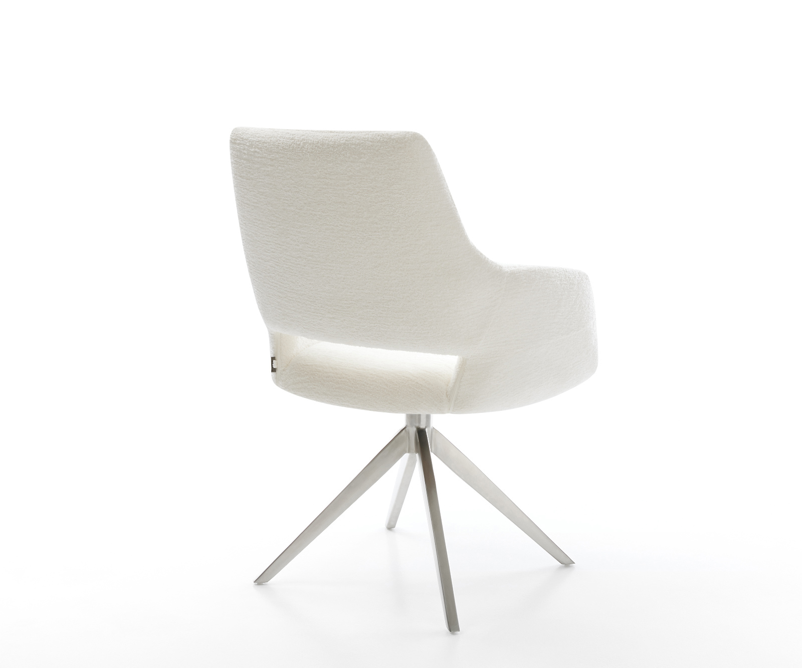 Jedálenská stolička Yago-Flex s opierkami bouclé mäkký béžová krížová podstava široká nerezová oceľ 360° otočný hojdacia funkcia vrecková pružina - Image 5