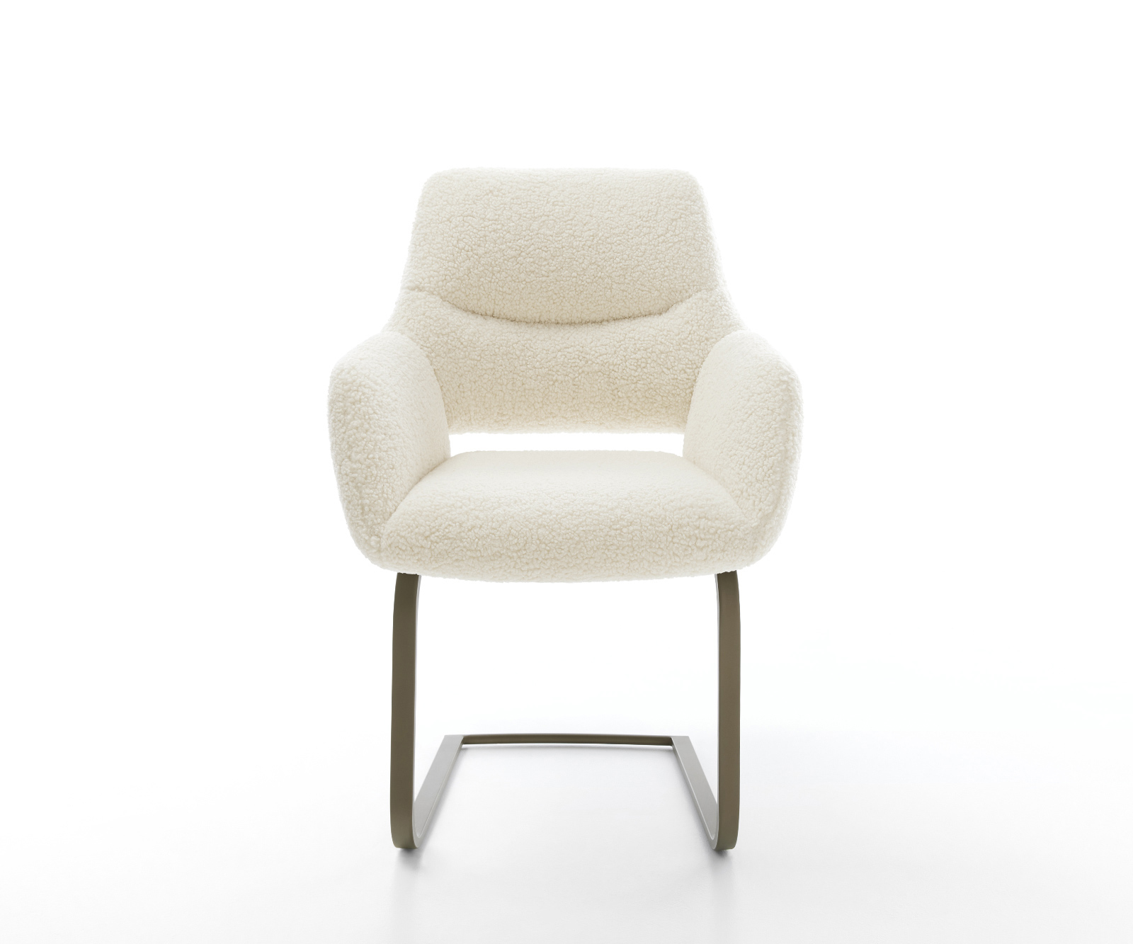 Konzolová jedálenská stolička Yago-Flex s opierkami teddy látka béžová konzolová jedálenská stolička plochý titánová farba vrecková pružina - Image 2