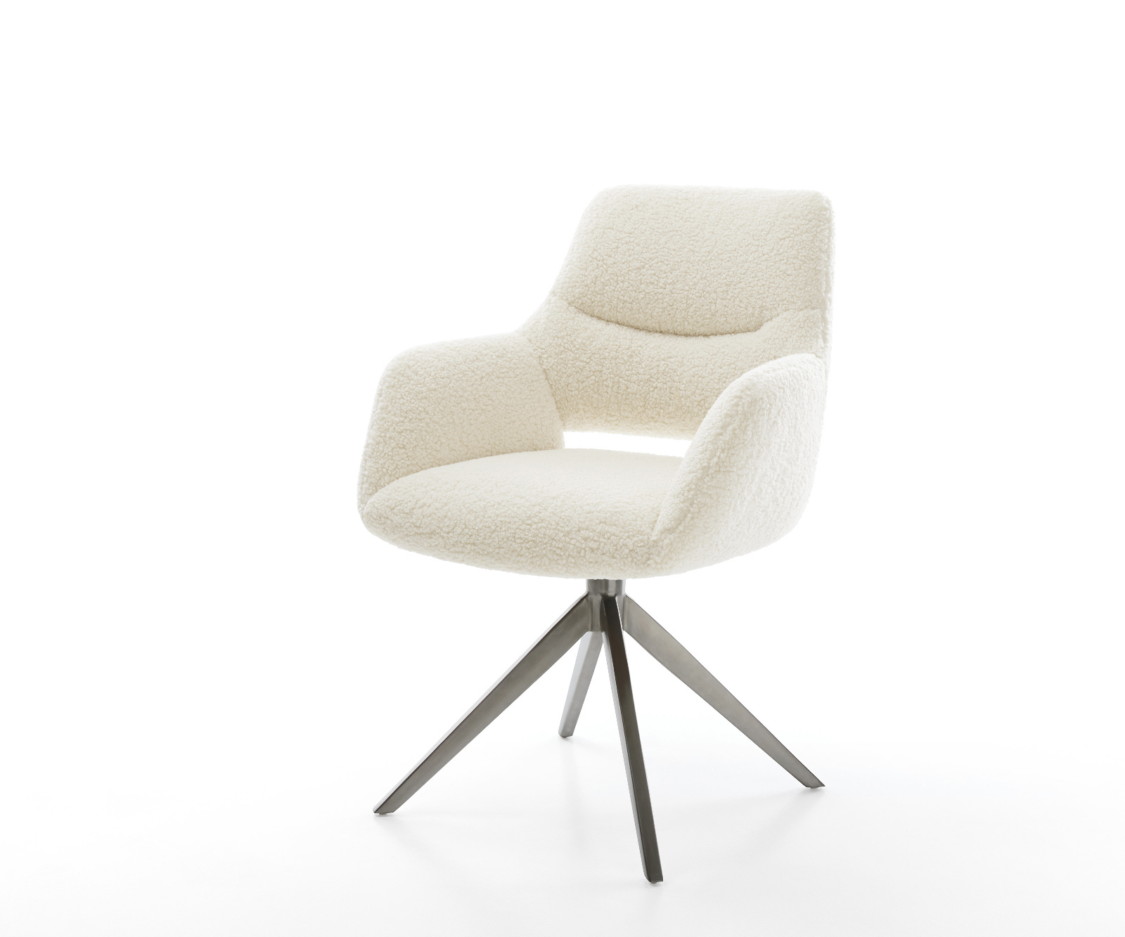 Jedálenská stolička Yago-Flex s opierkami teddy látka béžová krížová podstava široká grafitová 360° otočná hojdacia funkcia vrecková pružina