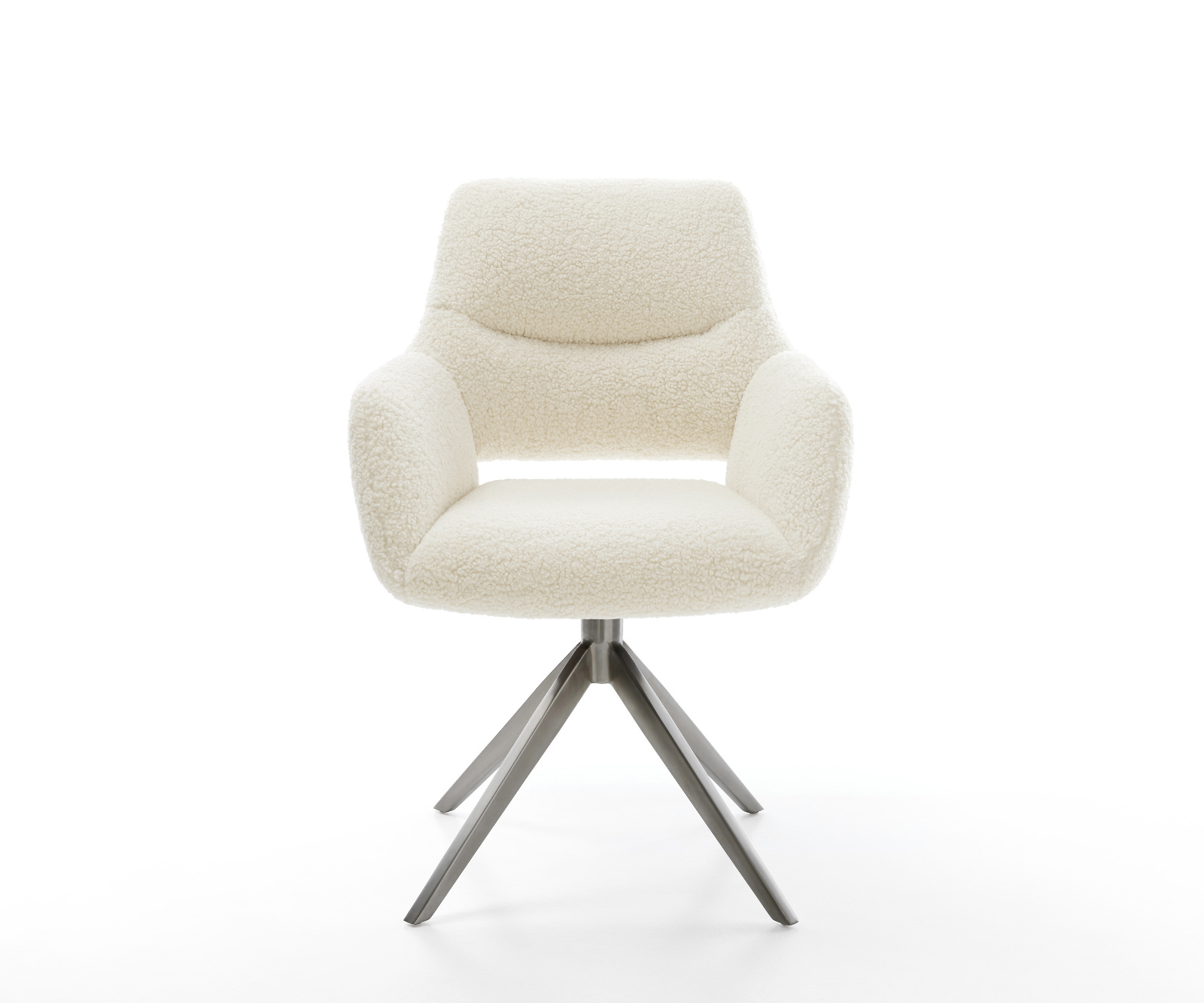 Jedálenská stolička Yago-Flex s opierkami teddy látka béžová krížová podstava široká grafitová 360° otočná hojdacia funkcia vrecková pružina - Image 2