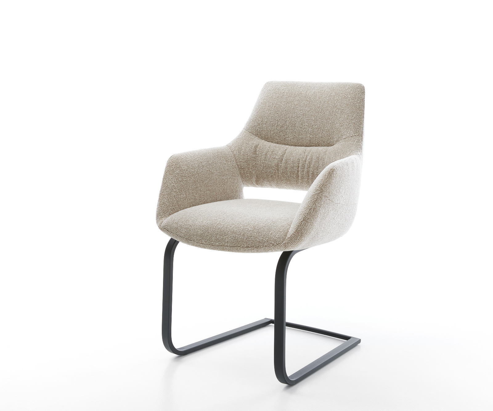 Jedálenská stolička Yago-Flex s opierkami tkanina mäkká béžová jedálenská stolička plochá čierna vrecková pružina