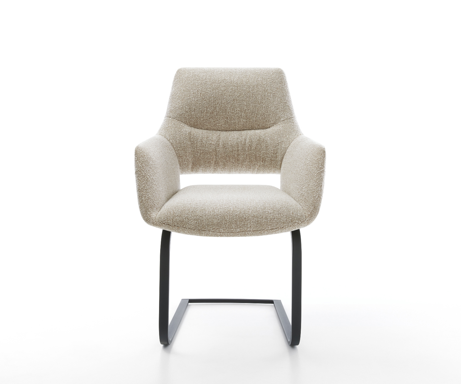 Jedálenská stolička Yago-Flex s opierkami tkanina mäkká béžová jedálenská stolička plochá čierna vrecková pružina - Image 2