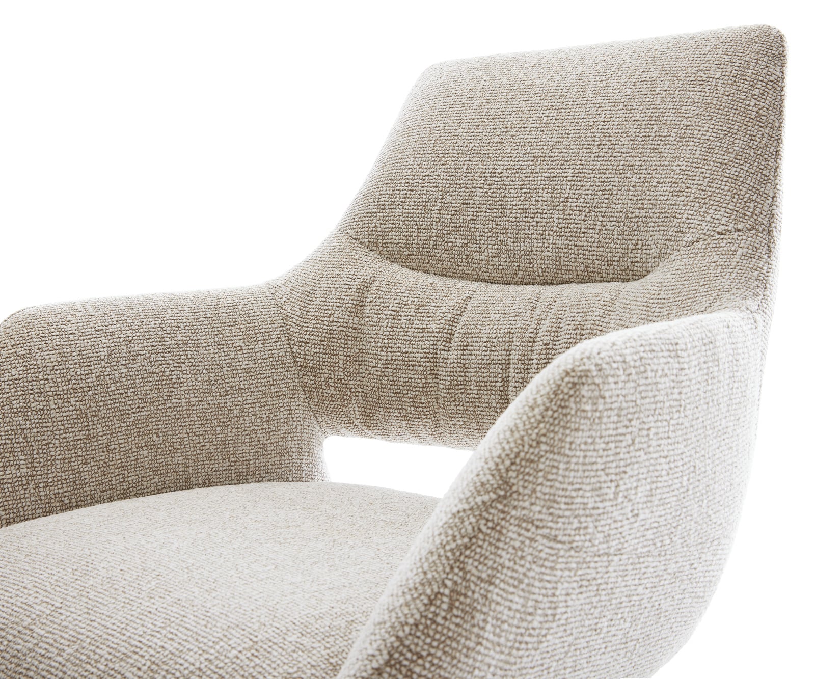 Jedálenská stolička Yago-Flex s opierkami tkanina mäkká béžová krížová podstava široká čierna 360° otočný hojdacia funkcia vrecková pružina - Image 4