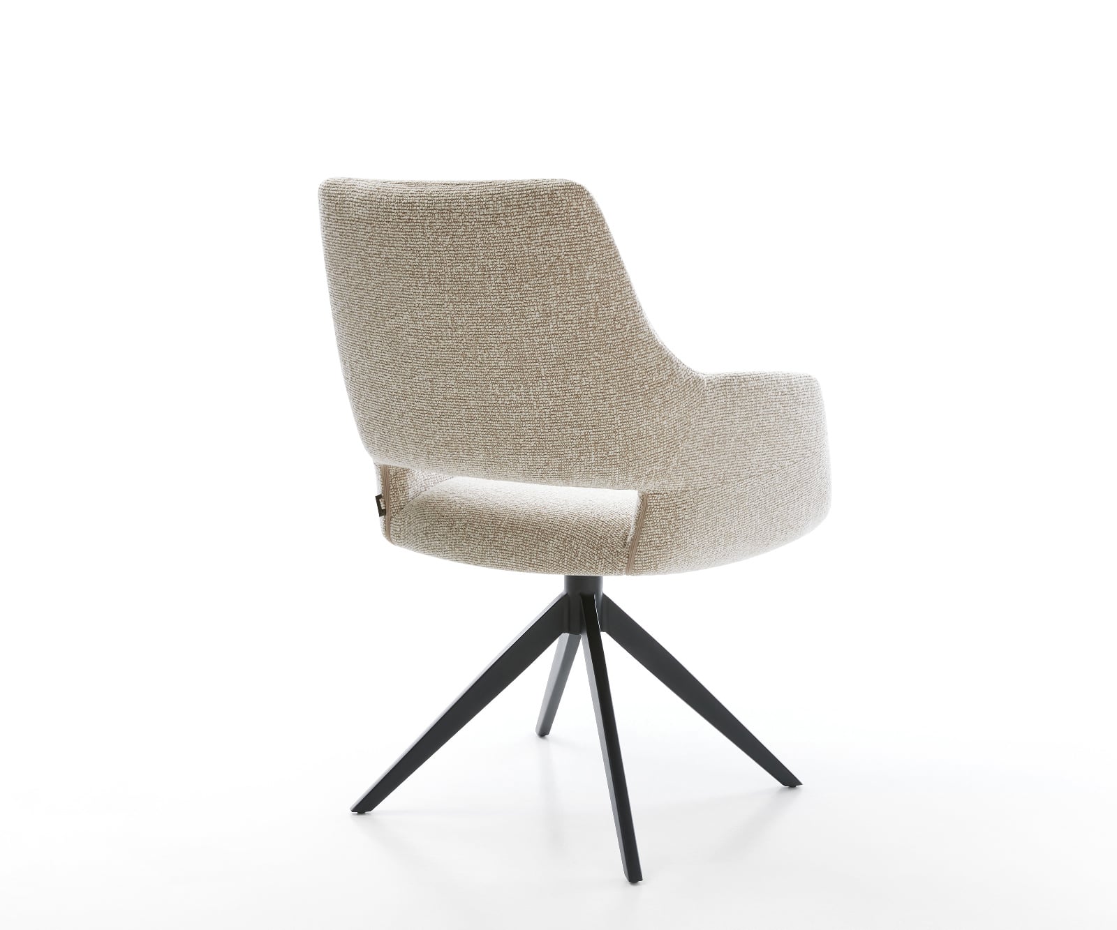 Jedálenská stolička Yago-Flex s opierkami tkanina mäkká béžová krížová podstava široká čierna 360° otočný hojdacia funkcia vrecková pružina - Image 5