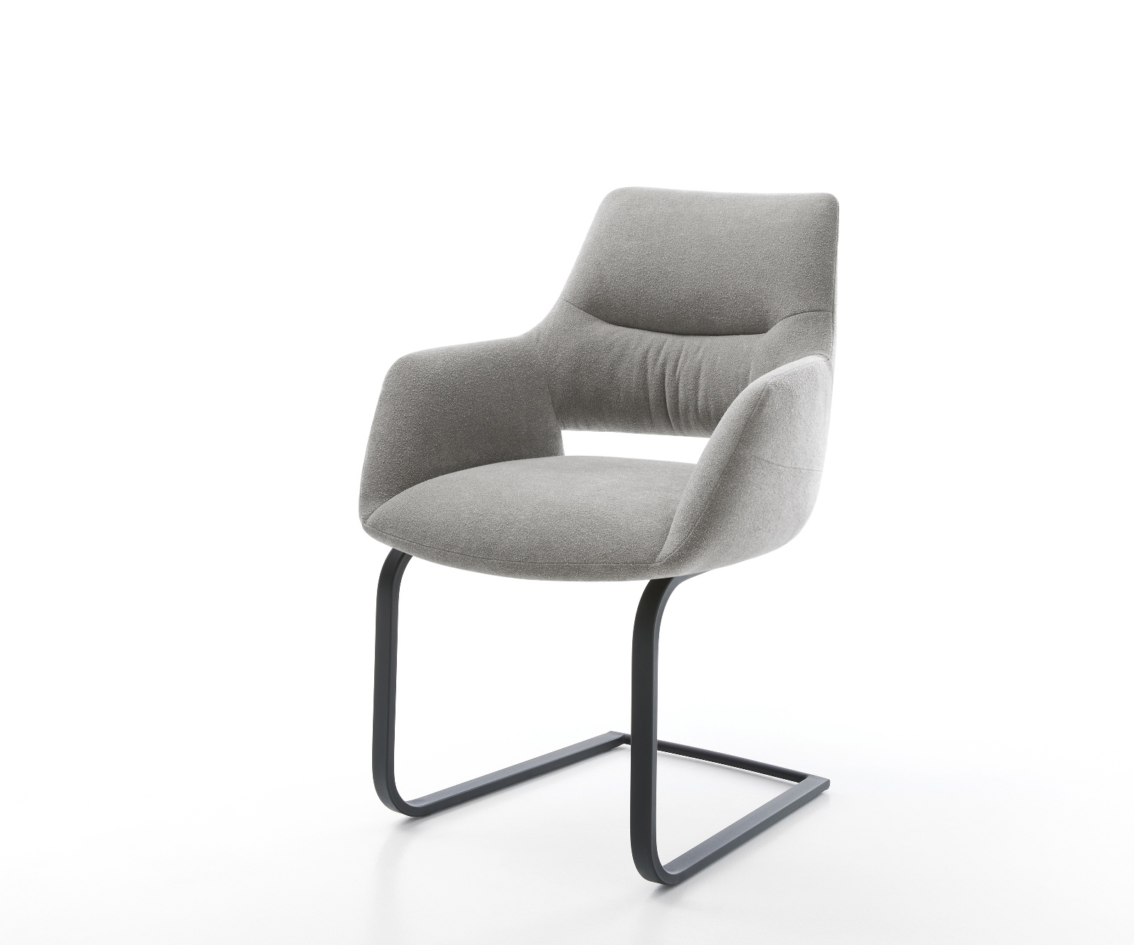 Konzolová jedálenská stolička Yago-Flex s opierkami texturovaná látka mäkký sivá konzolová jedálenská stolička plochá čierna vrecková pružina