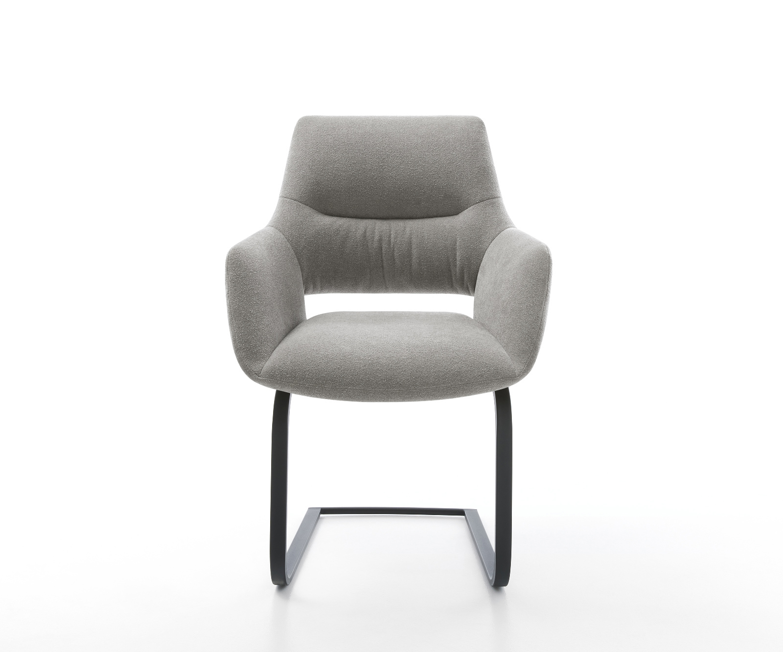 Konzolová jedálenská stolička Yago-Flex s opierkami texturovaná látka mäkký sivá konzolová jedálenská stolička plochá čierna vrecková pružina - Image 2