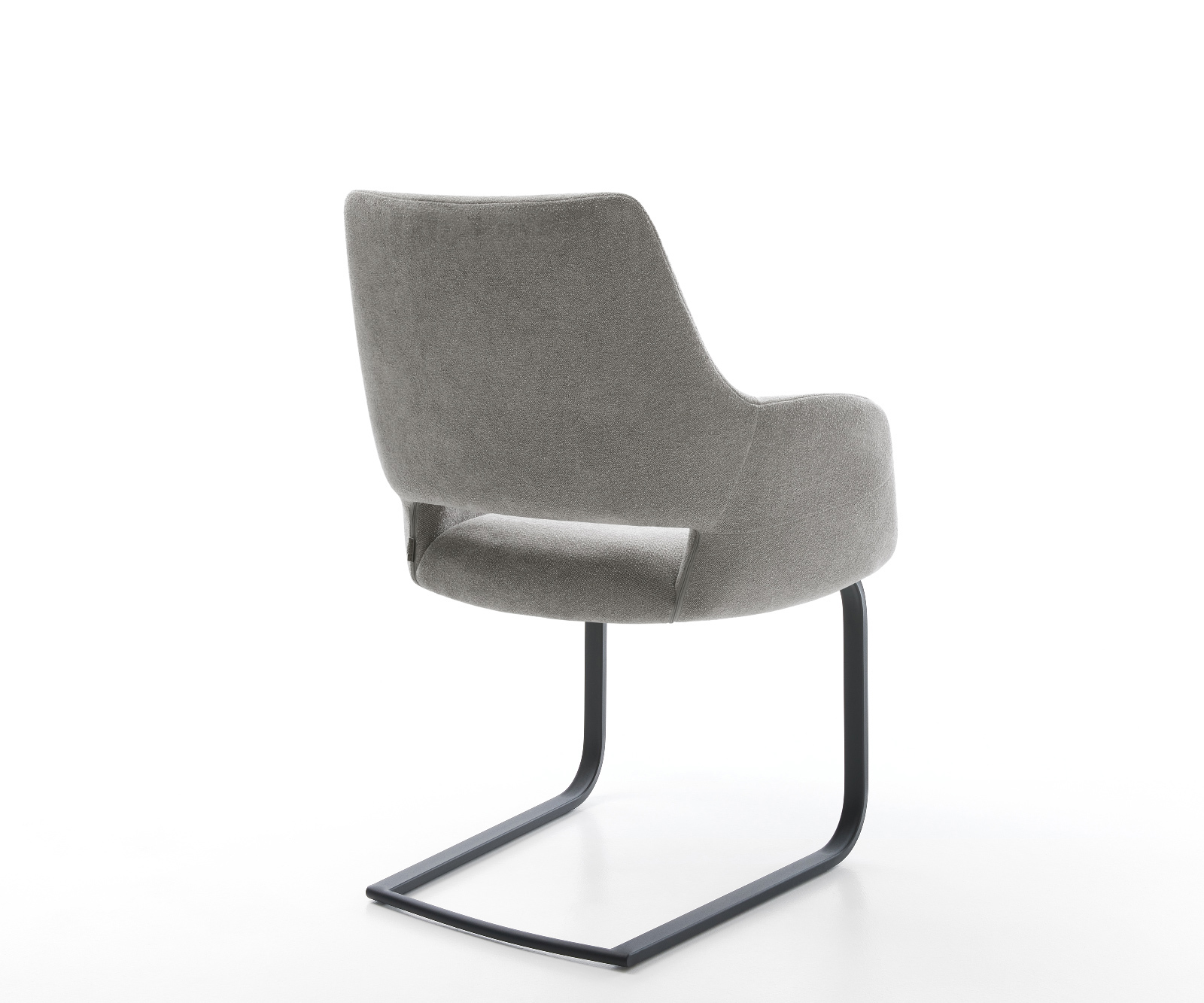 Konzolová jedálenská stolička Yago-Flex s opierkami texturovaná látka mäkký sivá konzolová jedálenská stolička plochá čierna vrecková pružina - Image 5