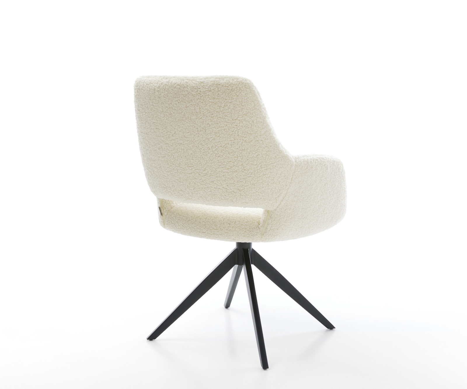 Jedálenská stolička Yago-Flex s opierkami teddy látka béžová krížová podstava široká čierna 360° otočný hojdacia funkcia vrecková pružina - Image 5