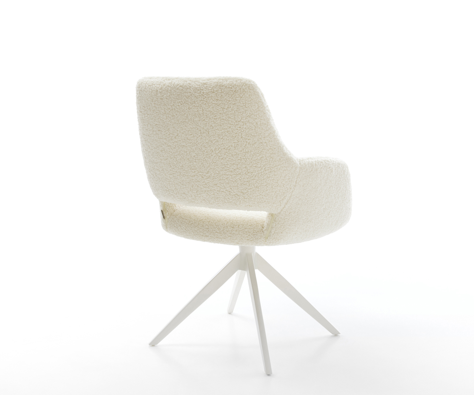 Jedálenská stolička Yago-Flex s opierkami teddy látka béžová krížová podstava široká biela 360° otočný hojdacia funkcia vrecková pružina - Image 5