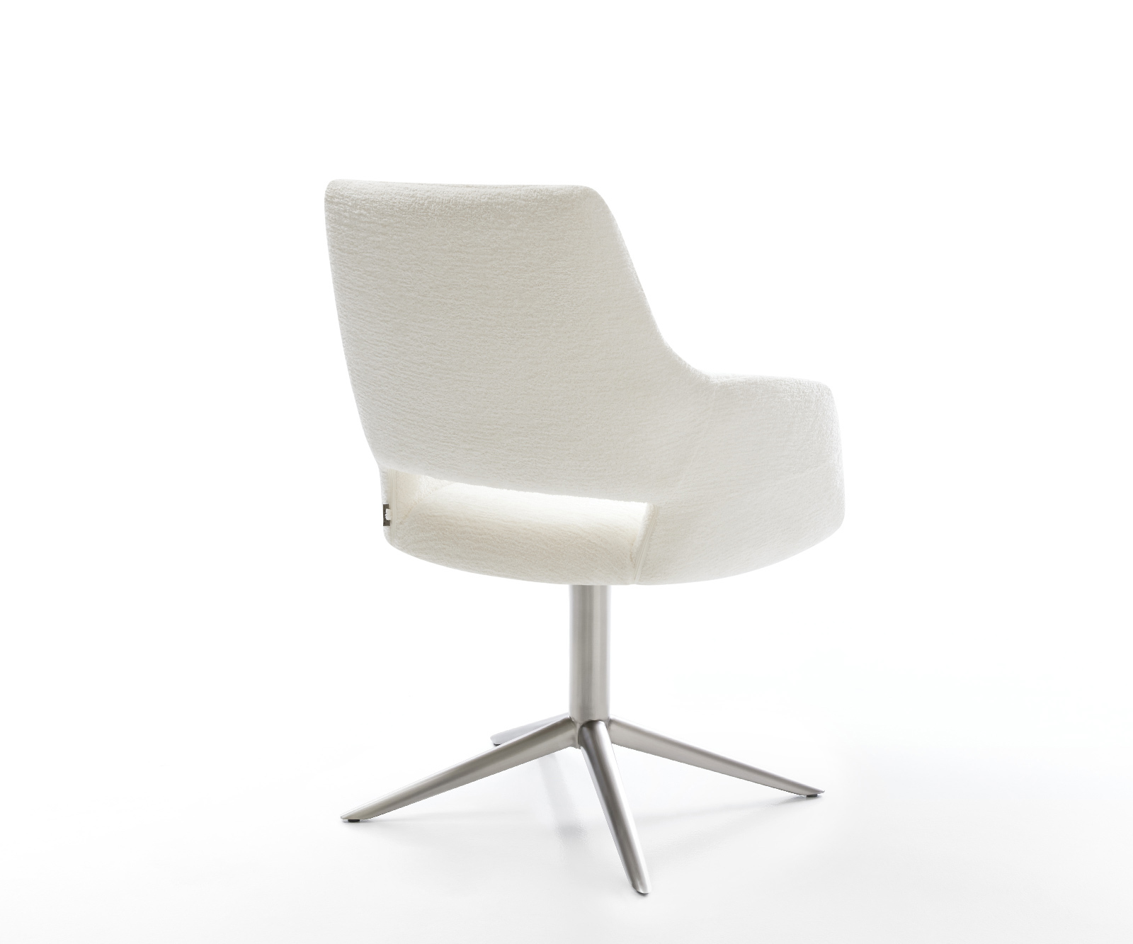 Jedálenská stolička Yago-Flex s opierkami bouclé mäkký béžová podstava nerezová oceľ 360° otočný hojdacia funkcia vrecková pružina - Image 5