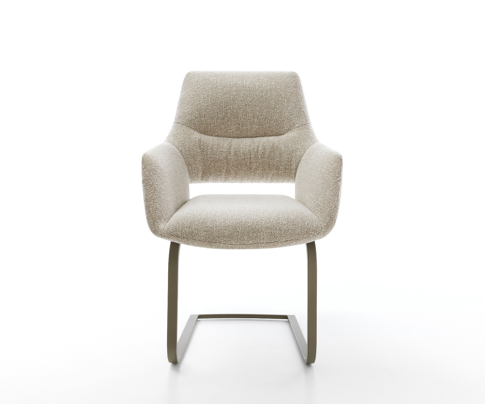 Jedálenská stolička Yago-Flex s opierkami tkanina mäkká béžová jedálenská stolička plochá titánová farba vrecková pružina - Image 2