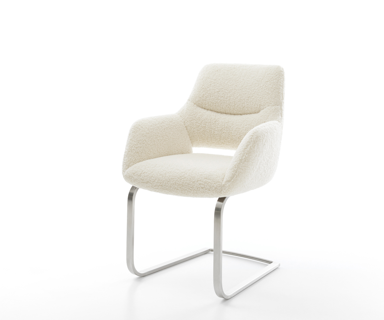 Konzolová jedálenská stolička Yago-Flex s opierkami teddy látka béžová konzolová jedálenská stolička plochý nerezová oceľ vrecková pružina