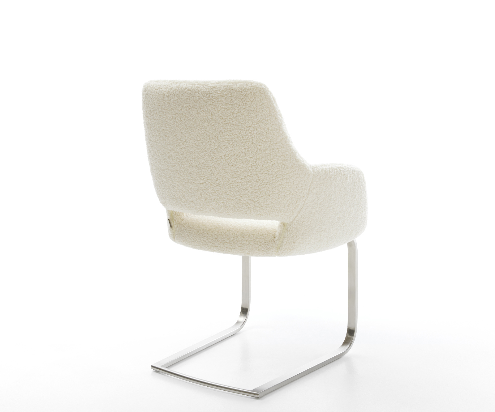 Konzolová jedálenská stolička Yago-Flex s opierkami teddy látka béžová konzolová jedálenská stolička plochý nerezová oceľ vrecková pružina - Image 5