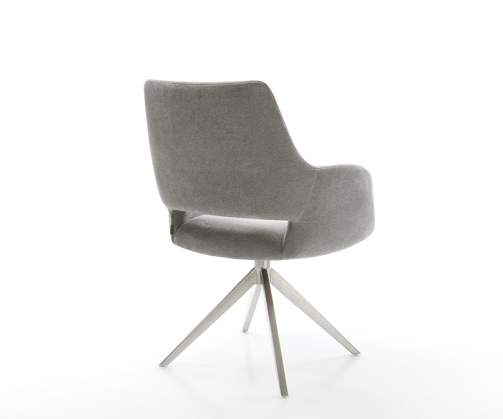 Jedálenská stolička Yago-Flex s opierkami texturovaná látka mäkká sivá krížová podstava široká nerezová oceľ otočný 360° hojdacia funkcia vrecková pružina - Image 5