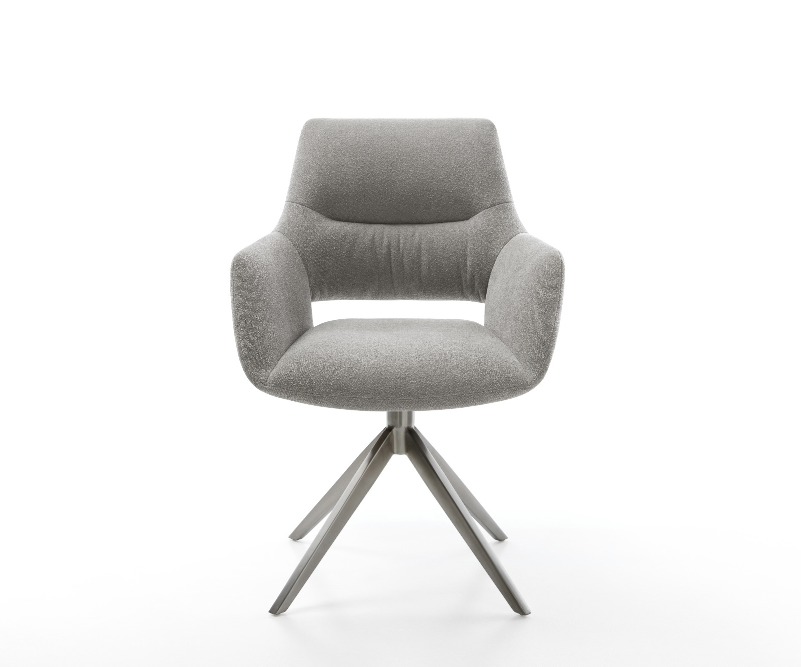 Jedálenská stolička Yago-Flex s opierkami texturovaná látka mäkká sivá krížová podstava široká grafitová 360° otočná hojdacia funkcia vrecková pružina - Image 2