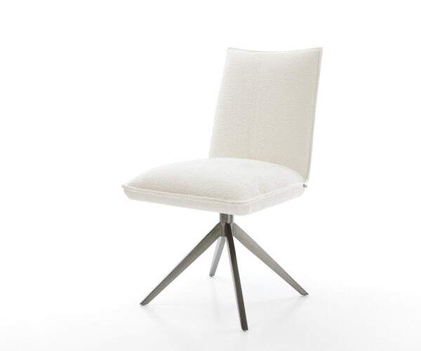 Jedálenská stolička Lelio-Flex bouclé mäkký béžová krížová podstava široká grafitová 360° otočná hojdacia funkcia vrecková pružina