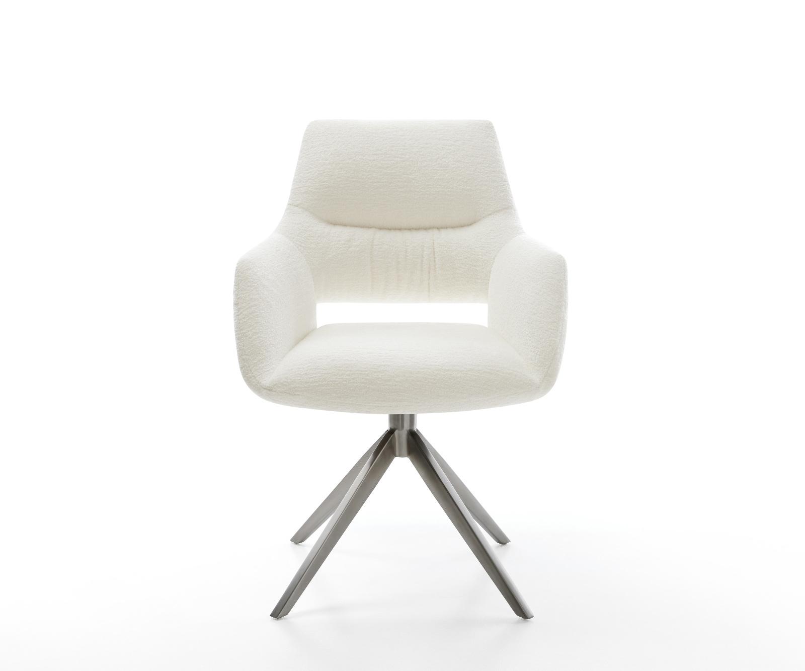 Jedálenská stolička Yago-Flex s opierkami bouclé mäkký béžová krížová podstava široká grafitová 360° otočná hojdacia funkcia vrecková pružina - Image 2