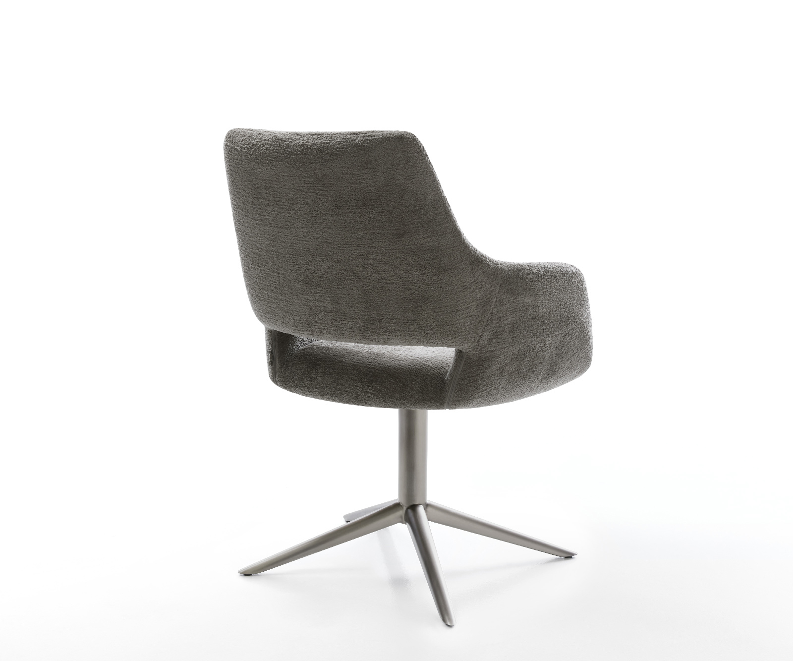 Jedálenská stolička Yago-Flex s opierkami bouclé mäkký tmavobéžová podstava krížová grafitová 360° otočná hojdacia funkcia vrecková pružina - Image 5