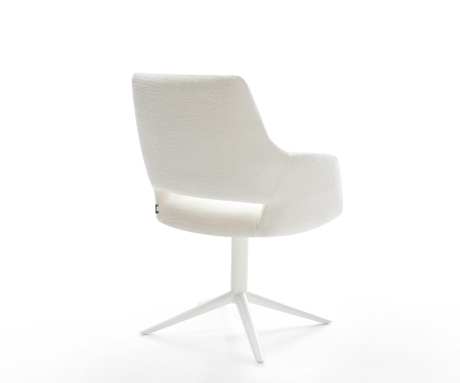 Jedálenská stolička Yago-Flex s opierkami bouclé mäkký béžová biela krížová podstava 360° otočný hojdacia funkcia vrecková pružina - Image 5