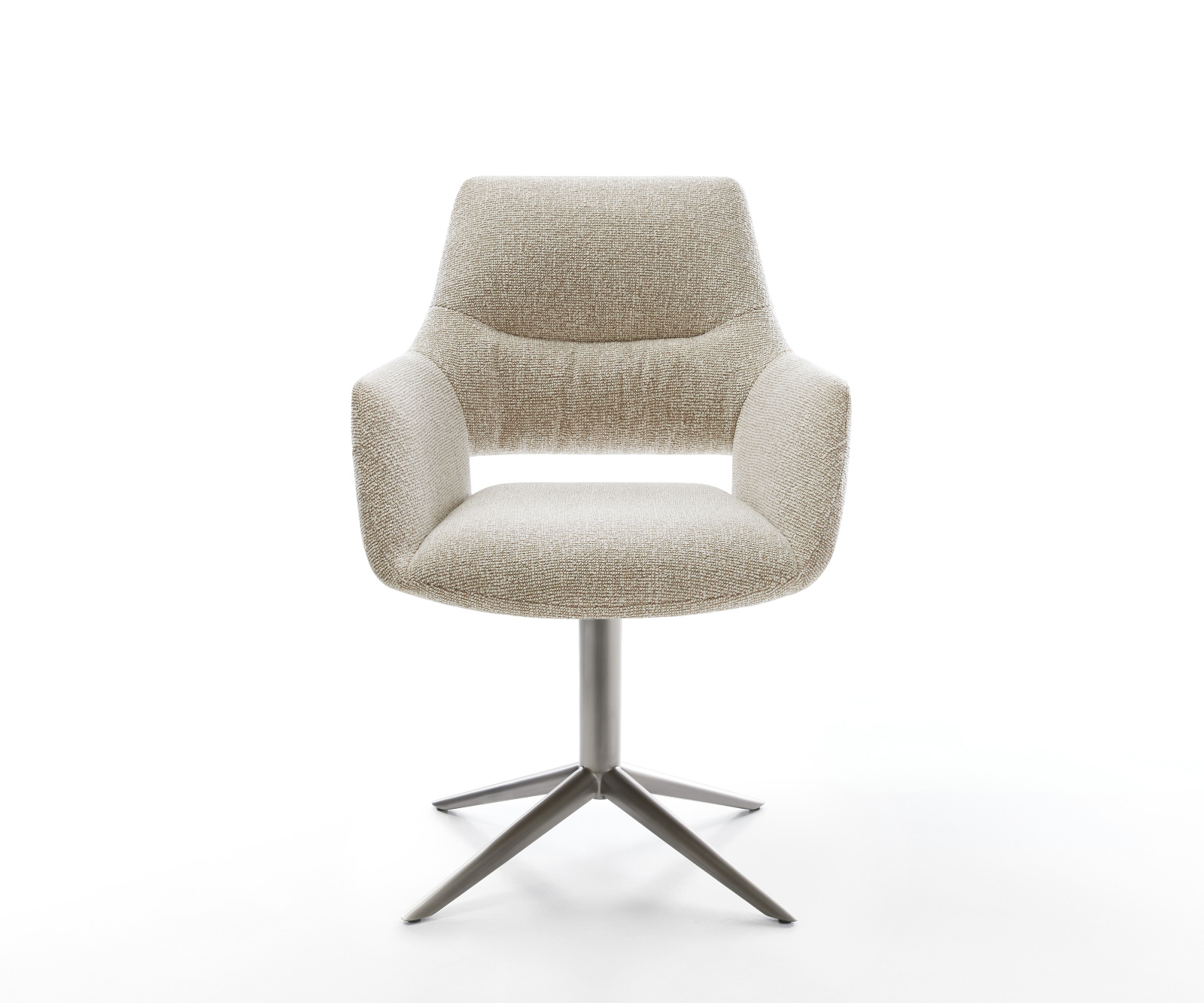 Jedálenská stolička Yago-Flex s opierkami tkanina mäkká béžová krížová podstava grafitová otočný o 360° hojdacia funkcia vrecková pružina - Image 2