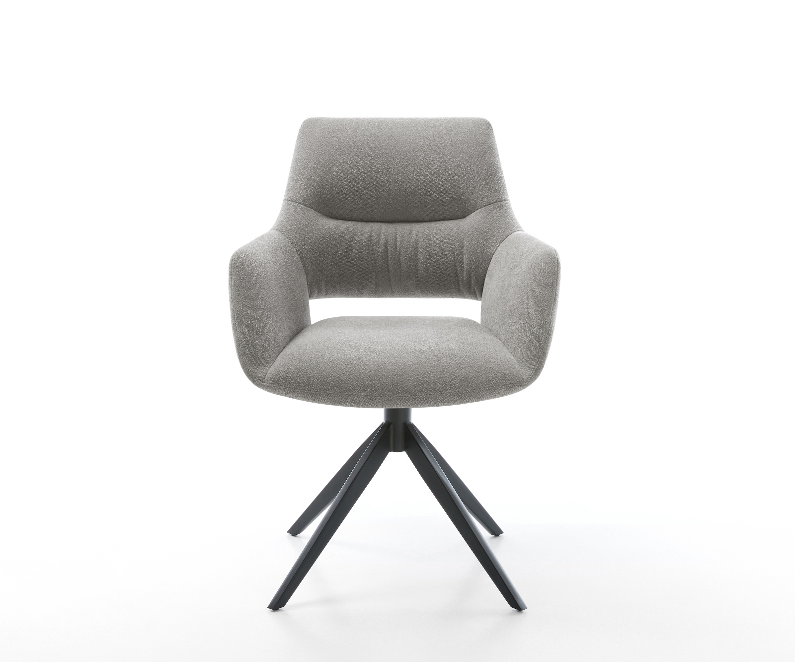 Jedálenská stolička Yago-Flex s opierkami texturovaná látka mäkký sivá krížová podstava široká čierna 360° otočný hojdacia funkcia vrecková pružina - Image 2