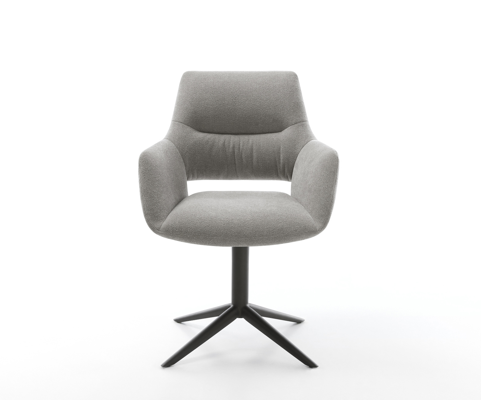 Jedálenská stolička Yago-Flex s opierkami texturovaná látka mäkký sivá krížová podstava čierna 360° otočný hojdacia funkcia vrecková pružina - Image 2